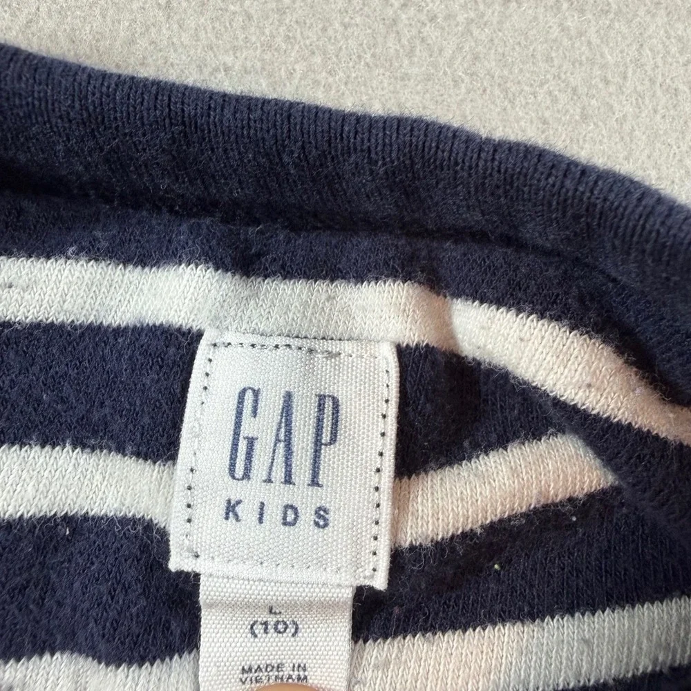 Gap Kids Girls Navy White Striped Rainbow Terry Sweatshirt Size‎ L 10 Raglan